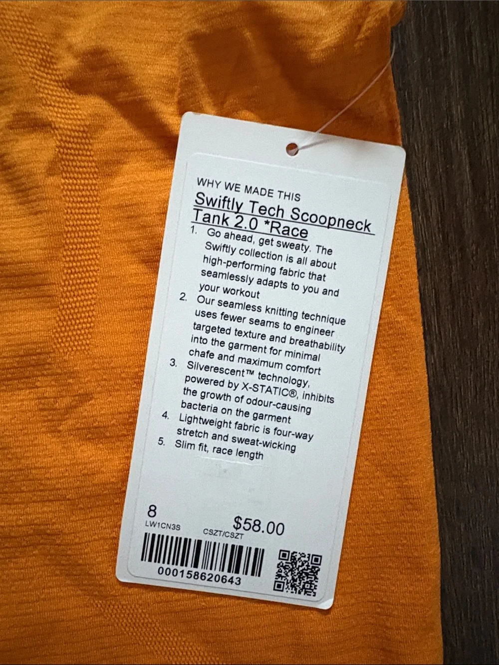 Swiftly Tech Racerback Tank Top 2.0 Waist Length - Citrus